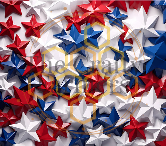 red white & blue 3D stars