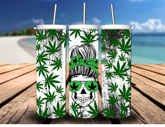 Marijauna- Skull Messy Bun