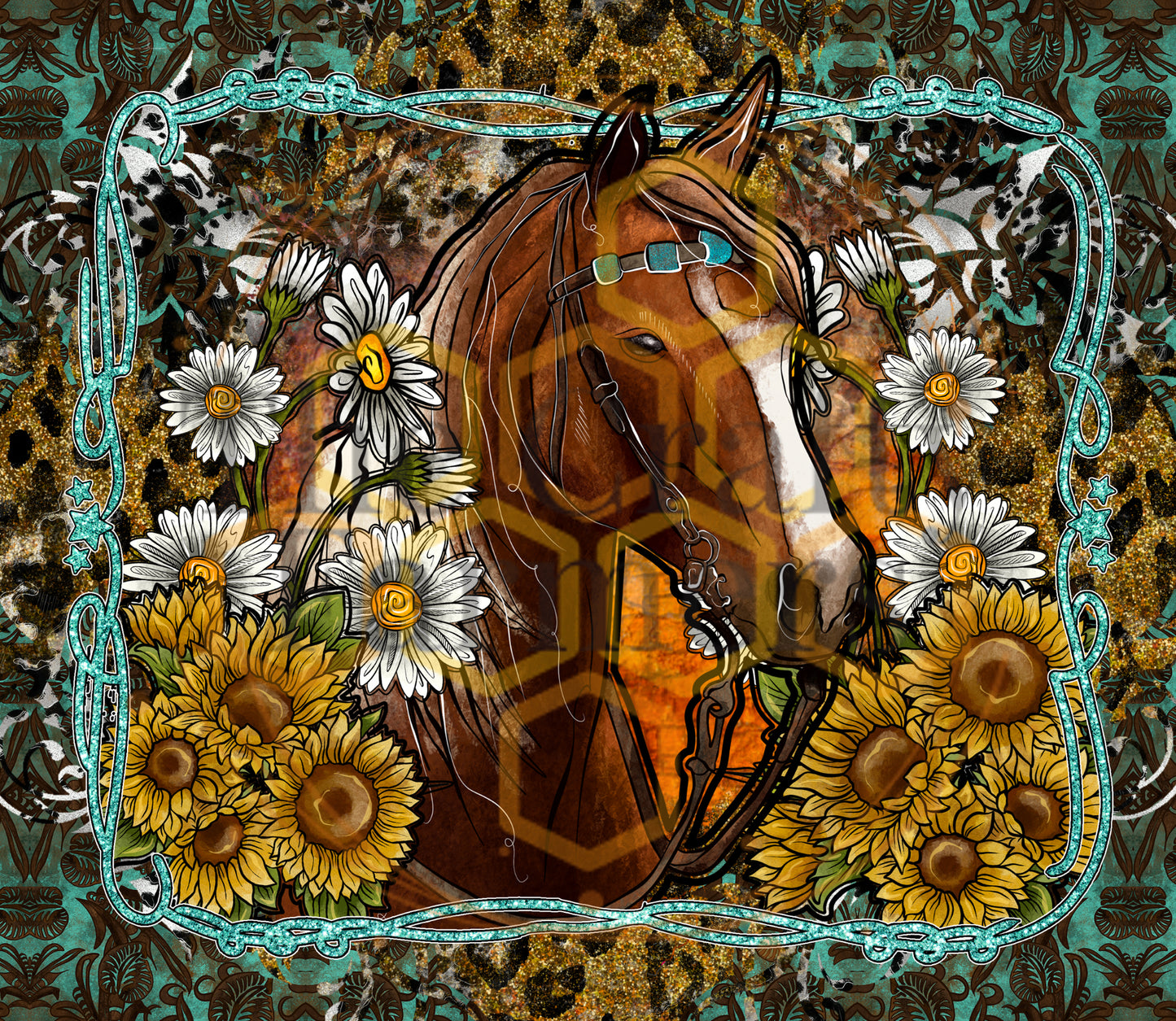 Horse With Sunflowers