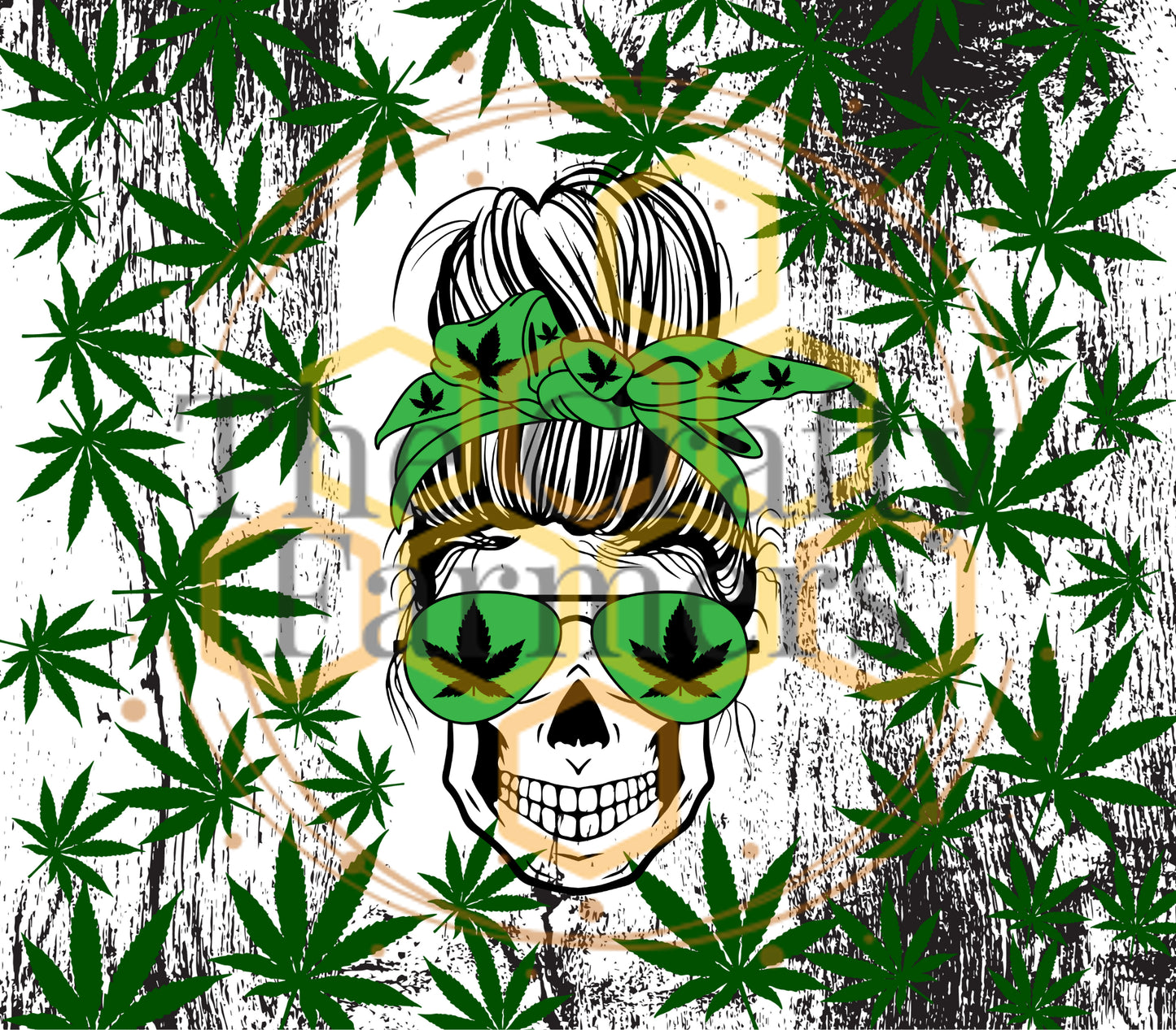 Marijauna- Skull Messy Bun