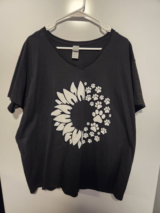 Sunflower Paw Print- Black 3XL