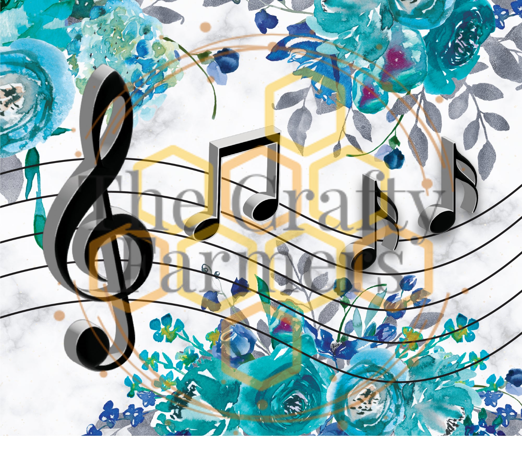 music notes- blue floral – The Crafty Farmers