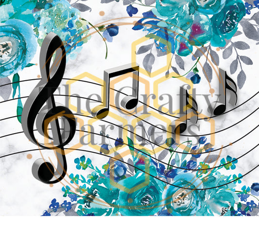 music notes- blue floral