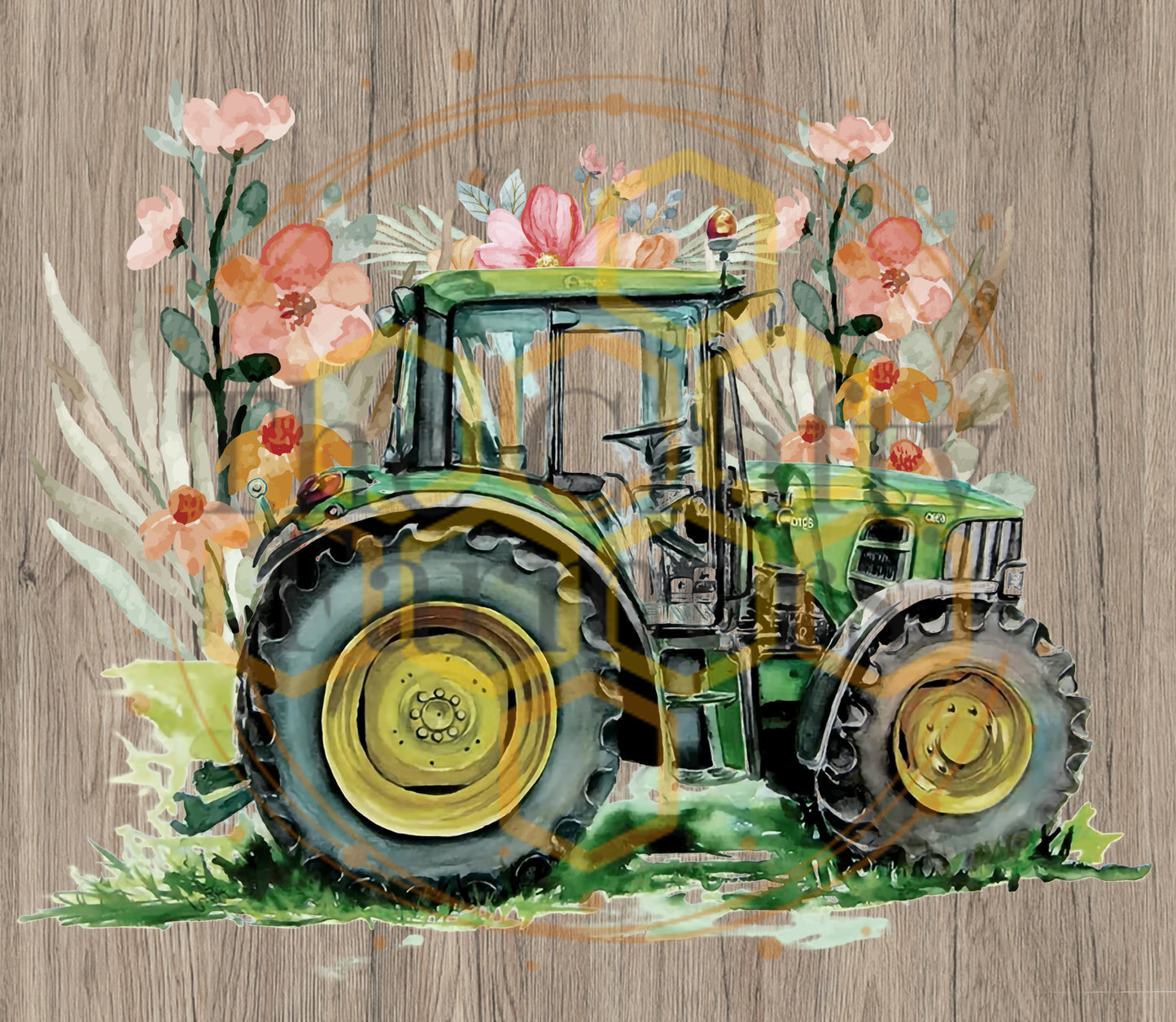 Floral Green Tractor