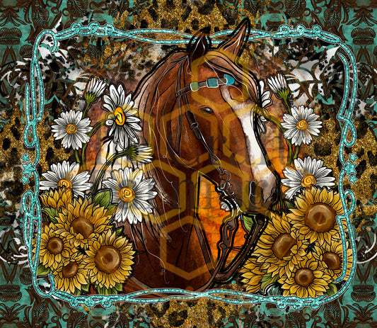 Horse With Sunflowers