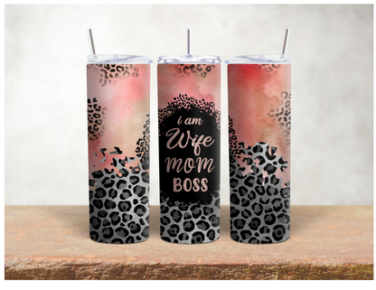 Mom Wife Boss- Pink Leopard